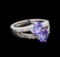 1.70 ctw Tanzanite and Diamond Ring - 14KT White Gold