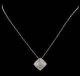 0.75 ctw Diamond Pendant With Chain - 14KT White Gold