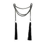 Double Silk Tassel Braided Necklace - Rhodium Plated