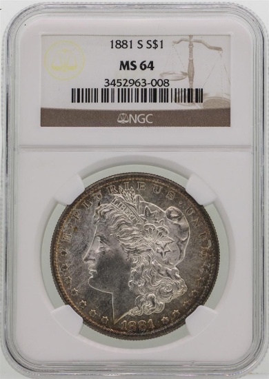 1881-S $1 Morgan Silver Dollar Coin NGC MS64