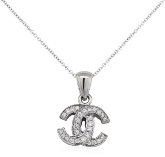 0.4 ctw Diamond Pendant With Chain - 14KT White Gold
