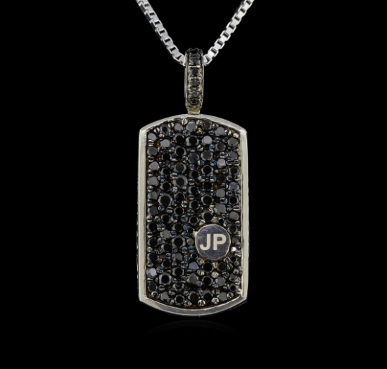 3.00 ctw Black Diamond Pendant With Chain - SILVER