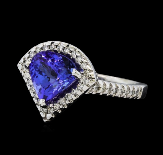 2.78 ctw Tanzanite and Diamond Ring - 14KT White Gold