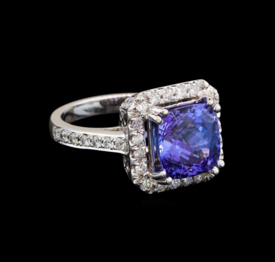 14KT White Gold 4.25 ctw Tanzanite and Diamond Ring