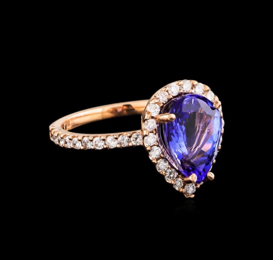 14KT Rose Gold 2.77 ctw Tanzanite and Diamond Ring