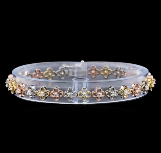 1.22 ctw Diamond Bracelet - 14KT Tri Color Gold