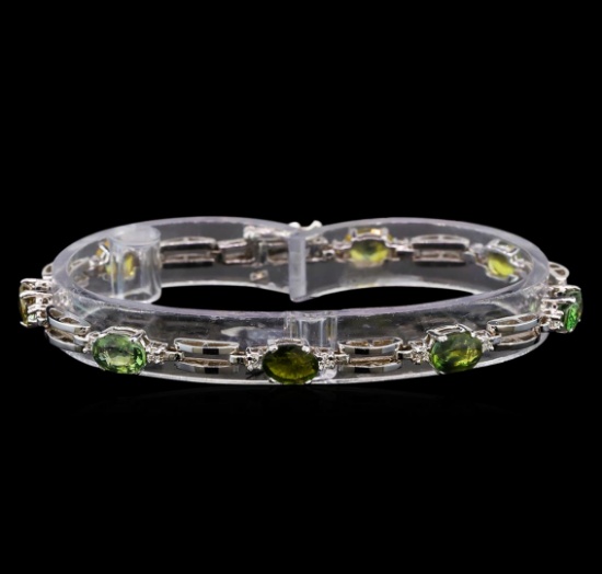 14KT White Gold 7.68 ctw Multicolor Sapphire and Diamond Bracelet