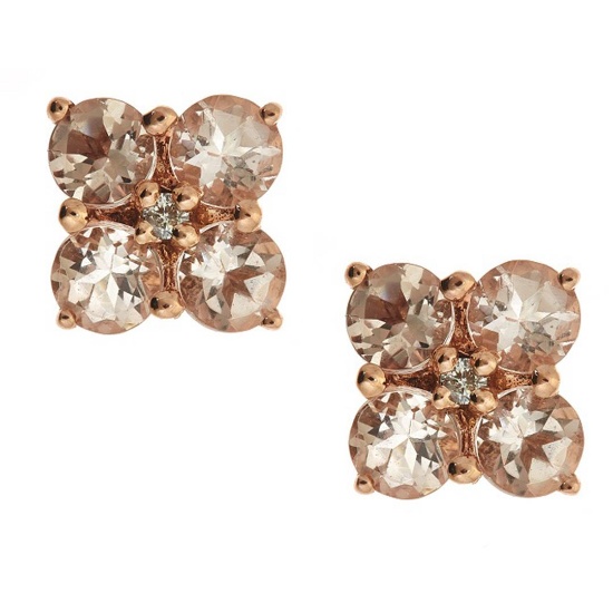 1.45 ctw Morganite and Diamond Earrings - 14KT Rose Gold
