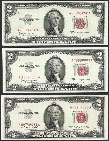 Lot of (3) 1953 $2 Legal Tender Notes