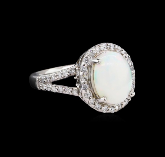 2.03 ctw Opal and Diamond Ring - 14KT White Gold