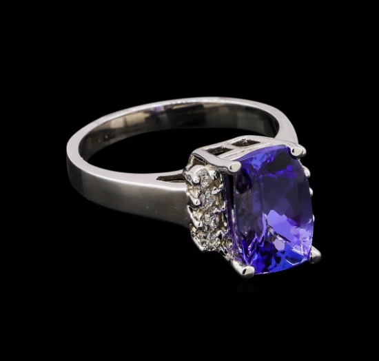 3.54 ctw Tanzanite and Diamond Ring - 14KT White Gold