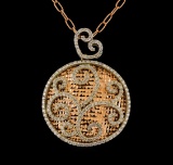 14KT Two-Tone Gold 1.30 ctw Diamond Pendant With Chain
