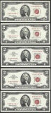 Lot of (5) 1963 $2 Legal Tender Notes