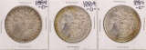 Lot of (3) 1884-O $1 Morgan Silver Dollar Coins