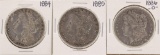 Lot of 1884, 1885 & 1886-O $1 Morgan Silver Dollar Coins