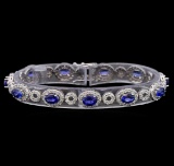 14KT White Gold 6.50 ctw Sapphire and Diamond Bracelet