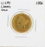 1886 $5 Liberty Head Half Eagle Gold Coin