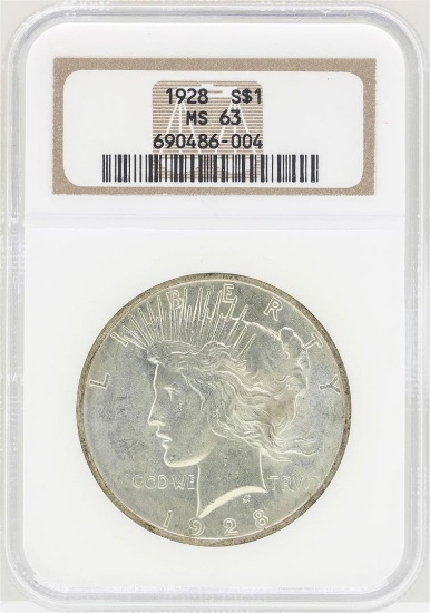 1928 $1 Peace Silver Dollar Coin NGC MS63