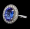 4.18 ctw Tanzanite and Diamond Ring - 14KT White Gold