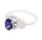 1.71 ctw Sapphire and Diamond Ring - 18KT White Gold