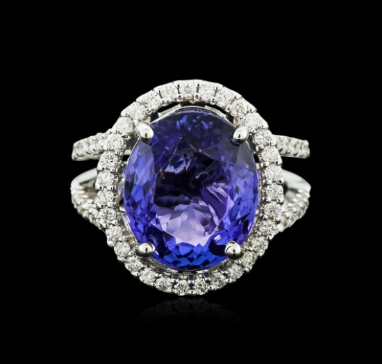 14KT White Gold 7.20 ctw Tanzanite and Diamond Ring