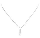 0.56 ctw Diamond Bar Pendant with Chain - 14KT White Gold