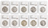 Lot of (10) Assorted $1 Morgan Silver Dollar Coins NGC MS63 & MS64