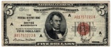 1929 $5 Boston MA Federal Resere Bank Note