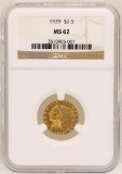 1929 $2 1/2 Indian Head Quarter Eagle Gold Coin NGC MS62