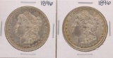Lot of (2) 1896 $1 Morgan Silver Dollar Coins