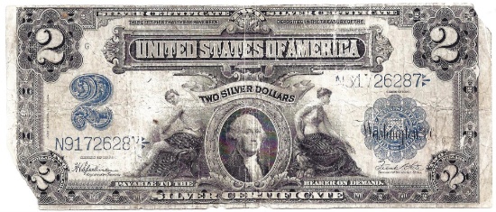 1899 $2 Silver Certificate Note Mini Porthole