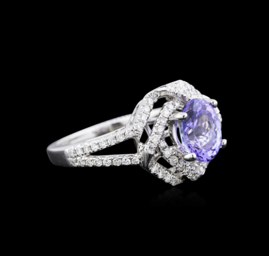 1.63 ctw Tanzanite and Diamond Ring - 18KT White Gold