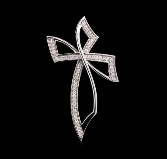 0.94 ctw Diamond Cross Pendant - 14KT White Gold