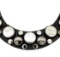 Metallic Button Bib Necklace - Black Plated