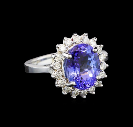 14KT White Gold 3.87 ctw Tanzanite and Diamond Ring