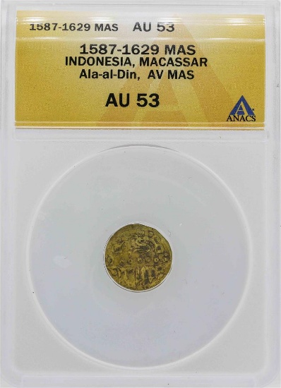 1587-1629 Indonisia Ala-al-Din Mas Gold Coin ANACS AU53