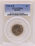 1938-D/D Buffalo Nickel Coin PCGS MS66