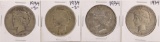 Lot of (2) 1934 & (2) 1934-S $1 Peace Silver Dollar Coins