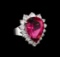 11.41 ctw Pink Tourmaline and Diamond Ring - 14KT White Gold