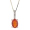 0.53 ctw Fire Opal and Diamond Pendant - 14KT Yellow Gold