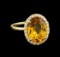 4.57 ctw Citrine and Diamond Ring - 14KT Yellow Gold