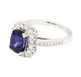 3.26 ctw Sapphire and Diamond Ring - 18KT White Gold