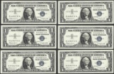 Lot of (6) 1957B $1 Silver Certificate Notes