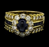 2.16 ctw Sapphire and Diamond Ring - 14-18KT Yellow Gold