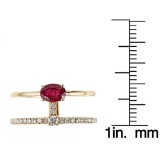 0.62 ctw Ruby and Diamond Ring - 18KT Yellow Gold