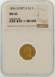 1836 $2.5 Liberty Head Quarter Eagle Gold Coin NGC MS62