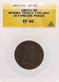 1800-C Bohemia Franz II Ae 3 Kreuzer Prague Coin ANACS XF40