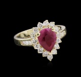 1.53 ctw Ruby and Diamond Ring - 14KT Yellow Gold