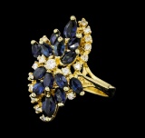 2.05 ctw Sapphire and Diamond Ring - 14KT Yellow Gold