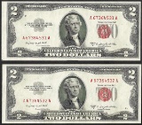 Lot of (2) 1953B $2 Legal Tender Notes